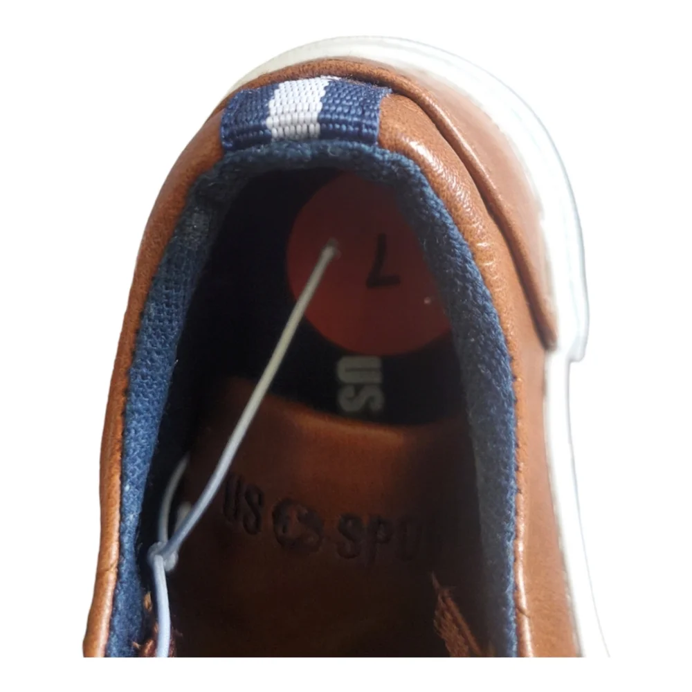 US Sports Slipon Toddler Loafer Boat Shoe Cognac Brown Size 7